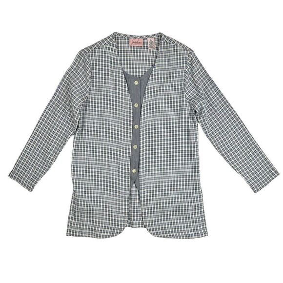 Vintage Jaclyn Smith Plaid Striped Light Jacket Vest One Piece Size 6 - Picture 1 of 6